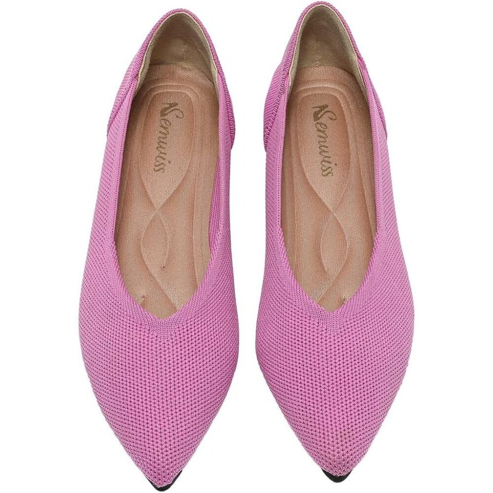 🆕Women Pointed Toe Ballet Pink Red Flat Comfortable Casual Dressy Office Shoes